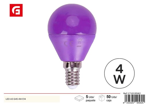 [171019562]  bombilla LED G45 morada E14 4W - Iluminación decorativa