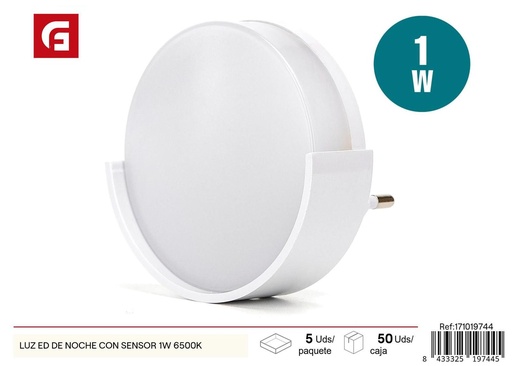 [171019744] Luz LED de noche con sensor 1W 6500K para dormitorio y pasillos