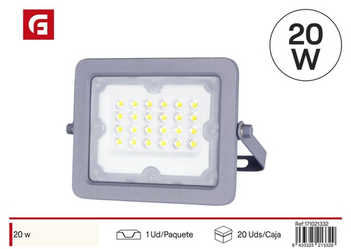 [171021332] Proyector LED fino 20W 6500K IP65 para iluminación exterior