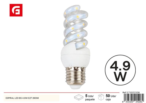 [171021526] Bombilla LED espiral E27 4.9W 6500K para iluminación