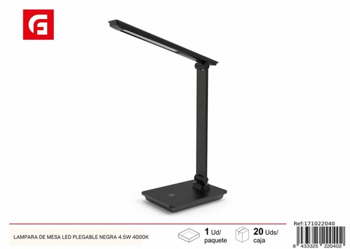 [171022040] Lámpara de mesa LED plegable negra 4.5W 4000K para escritorio