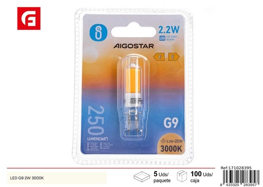 [171028395]  Bombilla de cristal LED G9 de 2.2W 3000K - Iluminación LED