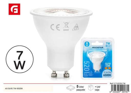 [171029176] Bombilla LED GU10 COB 7W 6500K 520LM para iluminación