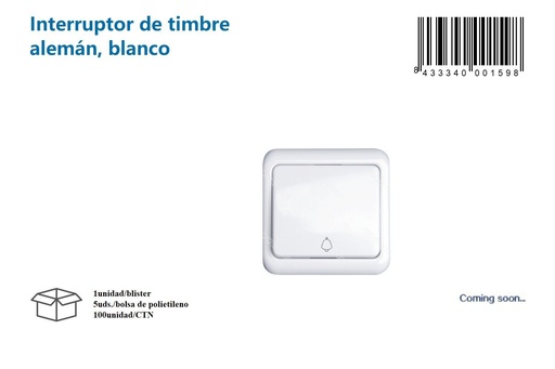 [171000159] Interruptor de timbre alemán blanco