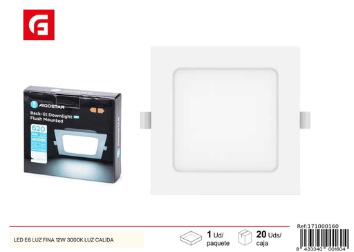 [171000160] Bombilla LED E6 luz fina 12W 3000K luz cálida - Iluminación