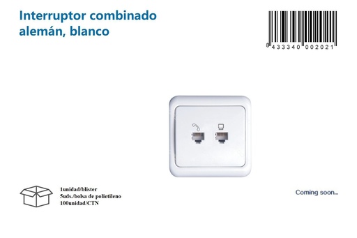 [171000202] Interruptor combinado alemán, blanco - Electricidad y suministros eléctricos
