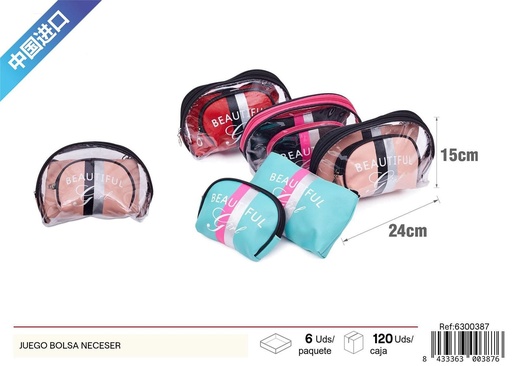 [6300387] Juego de bolsas neceser 3 piezas para maquillaje y viaje