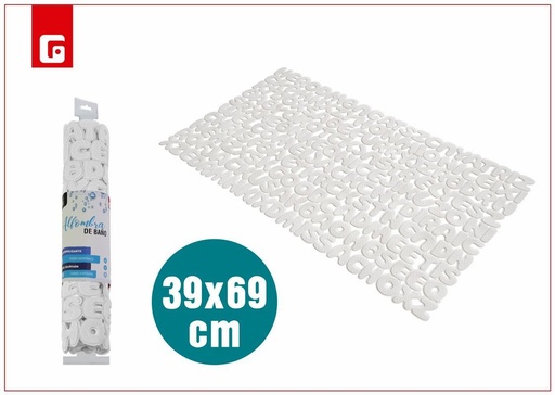 [6400624] Alfombra de baño antideslizante blanco 69x39cm para baño