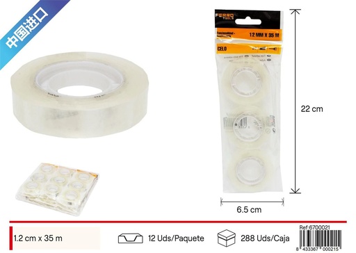 [6700021] Cinta celofán transparente 1.2*35m - Herramientas y ferretería