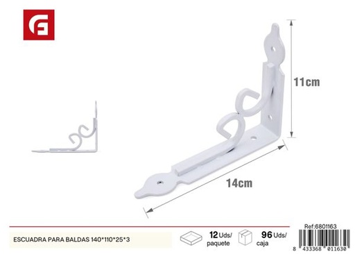 [6801163] Escuadra para baldas 140x110x25x3mm