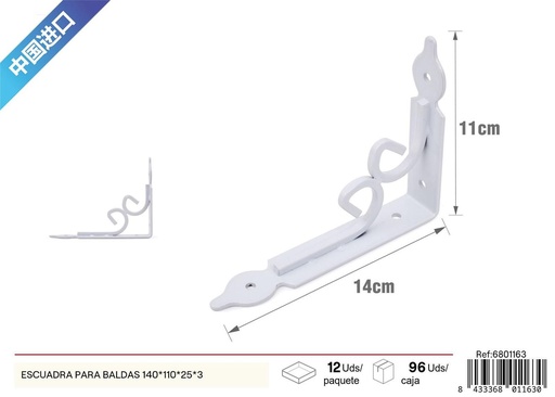 [6801163] Escuadra para baldas 140x110x25x3mm