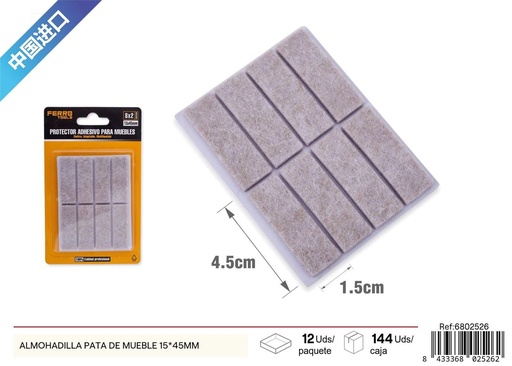 [6802526] Almohadilla para patas de muebles de fieltro 15*45mm - Protectores para suelos y muebles