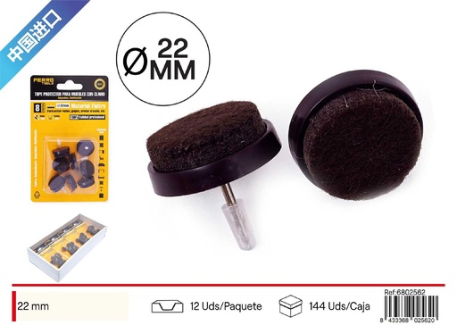 [6802562] Almohadilla pata de mueble 22 mm 8 unidades - Ferretería
