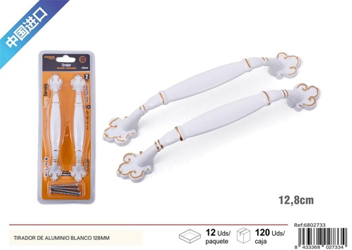 [6802733] Tirador de aluminio blanco 128mm 2pcs - Accesorios para muebles