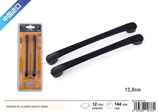[6802737] Tirador de aluminio negro B-5 128mm 2pcs - Accesorios de muebles