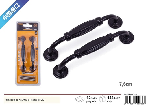 [6802738] Tirador de aluminio negro B-6 96mm 2pcs - Accesorios para muebles