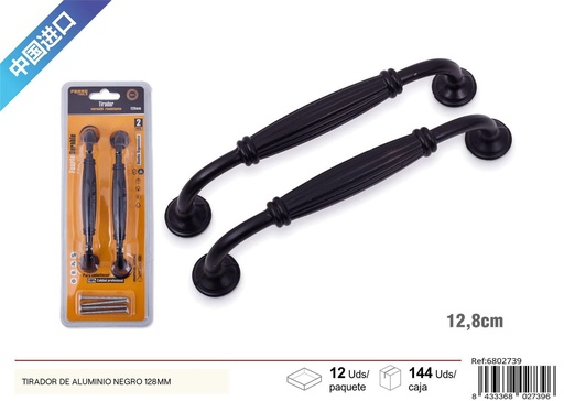 [6802739] Tirador de aluminio negro B-6 128mm 2pcs - Accesorios para muebles