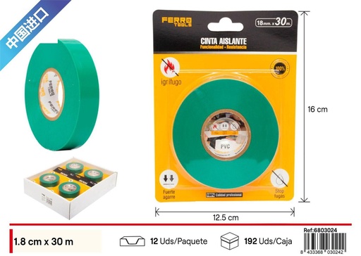 [6803024] Cinta aislante antiflama 18 mm*30 m - Herramientas de ferretería