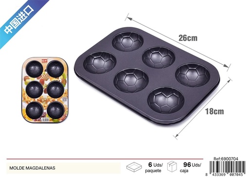 [6900704] Molde para magdalenas de 6 cavidades con forma de balón 0.3 mm - Liquidación de cocina