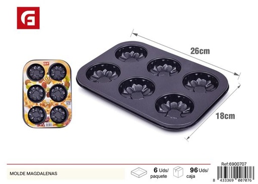 [6900707] Molde para magdalenas de 6 cavidades con forma de crisantemo 0.3 mm - Liquidación de cocina