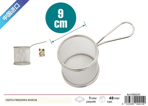 [6902411] Cesta freidora de acero inoxidable 9x9cm para cocina