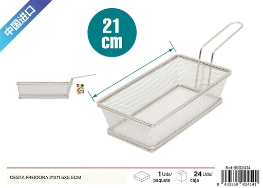 [6902414] Cesta freidora de acero inoxidable con asa 21x11.5x5.5cm para frituras