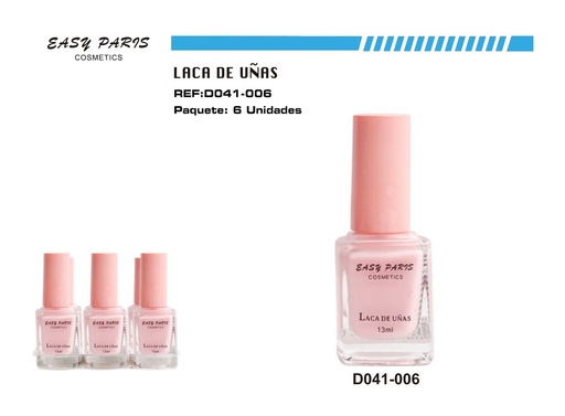 [D041-006] Laca de uñas rosa clara 6 pz - Productos de manicura