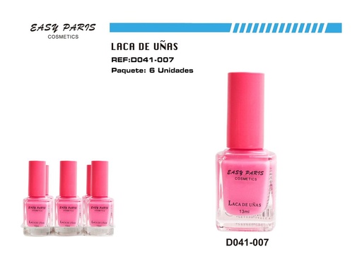 [D041-007] Laca de uñas rosa chicle 6 pz - Cosméticos para uñas