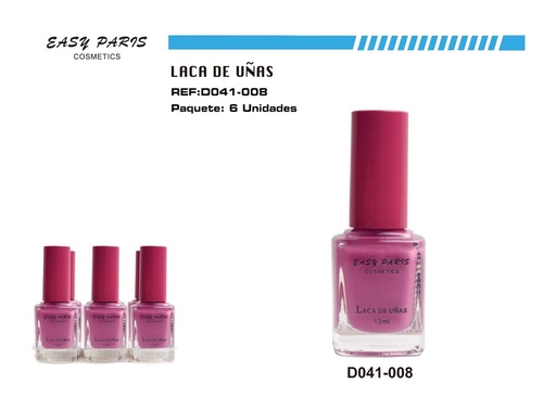 [D041-008] Laca de uñas rosa frambuesa 6 pz - Productos de belleza