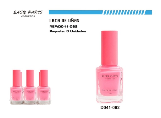 [D041-062] Laca de uñas rosa Easy Paris 6/u