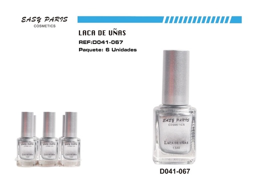 [D041-067] Esmalte de uñas plateado 6/u para belleza