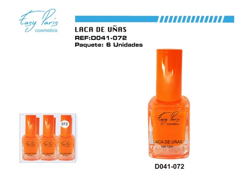 [D041-072] Esmalte de uñas naranja fosforescente 6/u para manicura