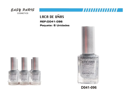 [D041-096] Esmalte de uñas glitter plata 6/u para decoración