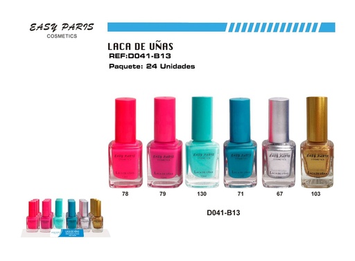 [D041-B13] Laca de uñas easy Paris 24 pz - Cosméticos para belleza