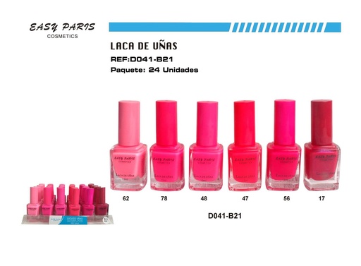 [D041-B21] Laca de uñas easy Paris 24 pz - Productos de belleza