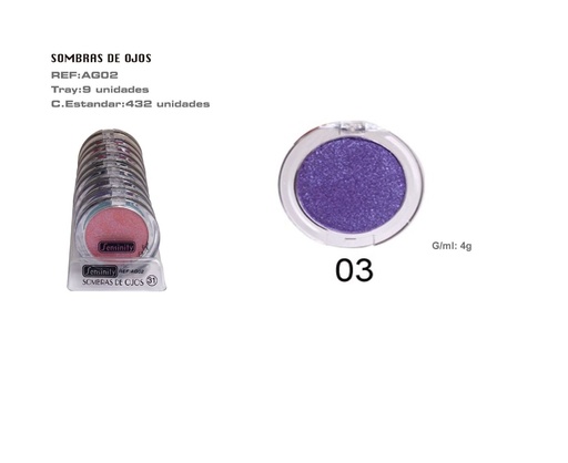 [AG02-03] Sombra de ojos violeta 9/u para maquillaje