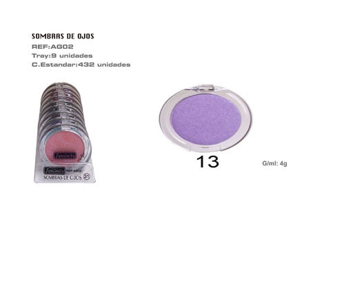 [AG02-13] Sombra de ojos violeta 9/u para maquillaje