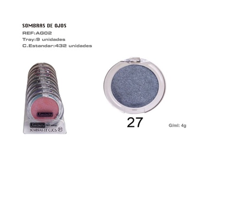 [AG02-27] Sombra de ojos gris 9/u 432/u para maquillaje