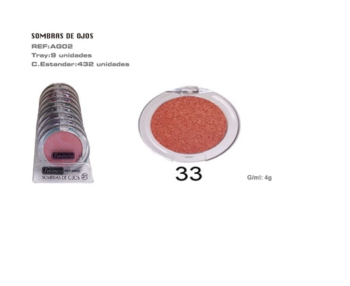 [AG02-33] Sombra de ojos marrón 9/u para maquillaje