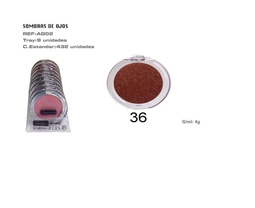 [AG02-36] Sombra de ojos marrón 9/u para maquillaje