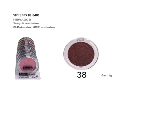 [AG02-38] Sombra de ojos marrón oscuro 9/u para maquillaje profesional