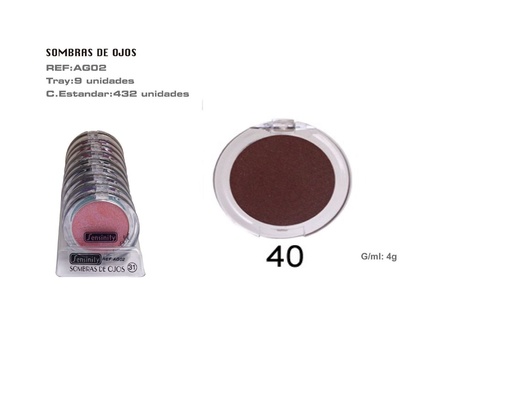 [AG02-40] Sombra de ojos marrón oscuro 9/u para maquillaje