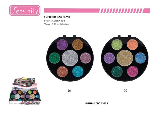 [AG07-01] Sensinity sombra de ojos glitter 12/U - Belleza