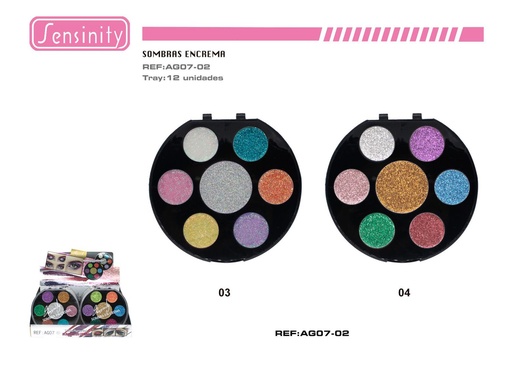 [AG07-02] Sensinity sombra de ojos glitter 12/U - Belleza
