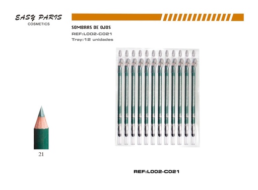 [L002-C21] Lápiz con sacapuntas y difuminador 12/u para delineado