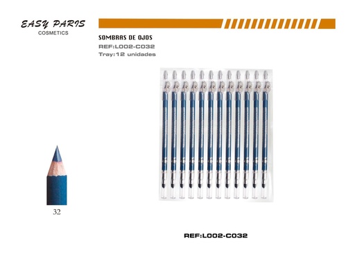 [L002-C32] Lápiz c/sacapunta + difuminador 12 pcs - Cosméticos