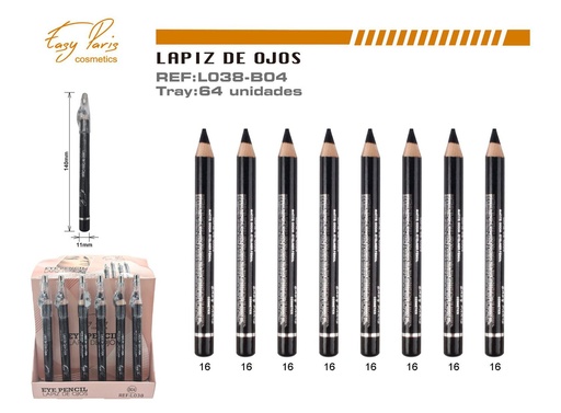 [L038-B04] Lápiz de ojos negro (36 unidades) - Lápices de maquillaje