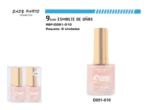 [D051-010] Esmalte de uñas 9 días 6/u 144/u para manicura