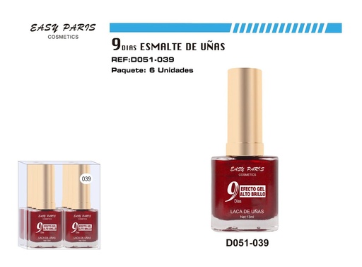 [D051-039] Esmalte de uñas 9 días 6/u 144/u para manicura