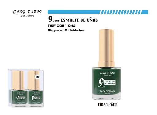 [D051-042] Esmalte de uñas 9 días 6/u 144/u para manicura